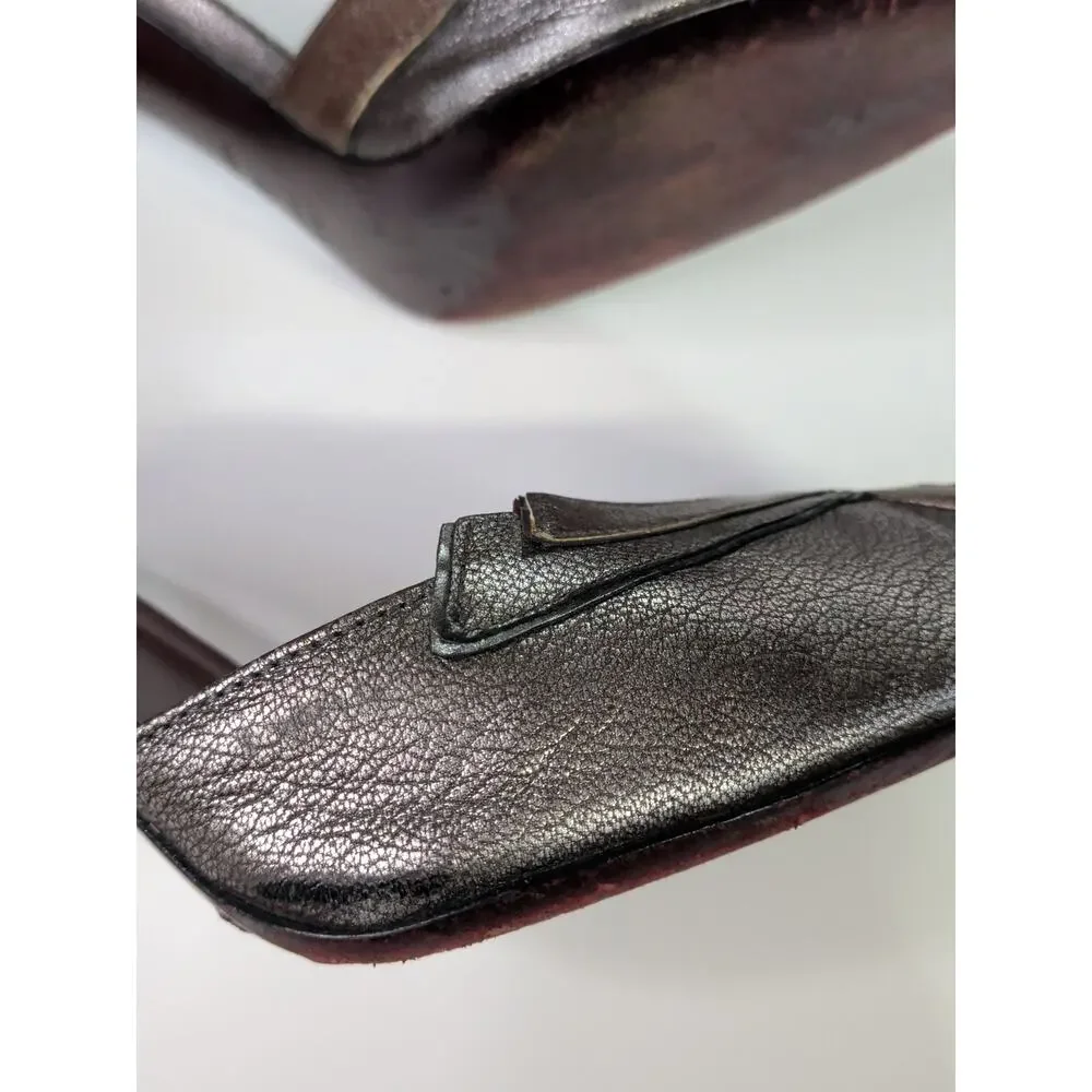 Vintage Y2K Prada Metallic D'Orsay Peep-Toe Pumps, late 1990s or early 2000s